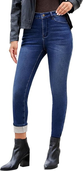 GRAPENT Fleece Lined Jeans for Women Trendy High Waisted Skinny Winter Stretchy Denim Pants Ankle Warm Thermal Jeggings