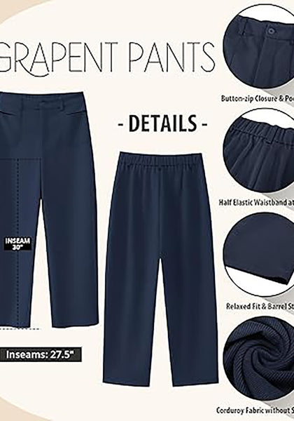 GRAPENT Barrel Pants for Women High Waisted Corduroy Elastic Waist Trendy Loose Casual Fall Trousers Pants with Pockets