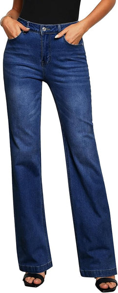 GRAPENT Womens Flare Jeans High Waisted Wide Leg Baggy Jean for Women Stretch Denim Pants