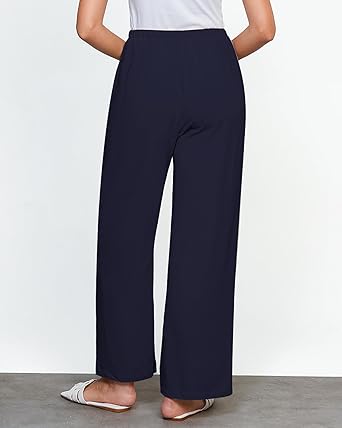 GRAPENT Linen Wide Leg Pants Woman High Waisted Pull On Button Drawstring Baggy Casual Summer Palazzo Pants with Pockets