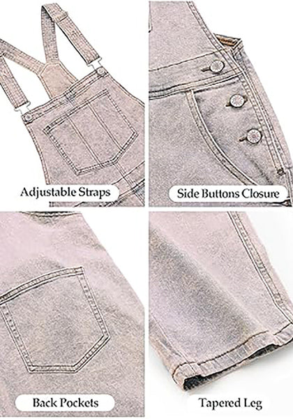 GRAPENT Overalls for Women Loose Fit Jean Denim Bib Jumpsuit Stretch Overall Pants