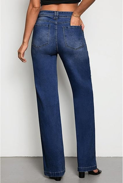 GRAPENT Womens Flare Jeans High Waisted Wide Leg Baggy Jean for Women Stretch Denim Pants