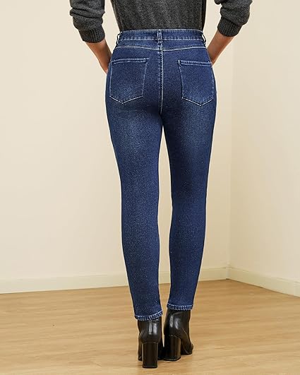 GRAPENT Fleece Lined Jeans for Women Trendy High Waisted Skinny Winter Stretchy Denim Pants Ankle Warm Thermal Jeggings