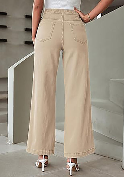 GRAPENT Pull On Womens Jeans Baggy Stretchy High Waisted Denim Wide Leg Trouser Pants Trendy Front Seam 90s Loose Jean