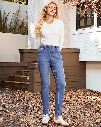 GRAPENT Skinny Jeans for Women High Waisted Trendy Pull On Elastic Waist Slim Jeggings Stretch Denim Pants Trouser Jeans