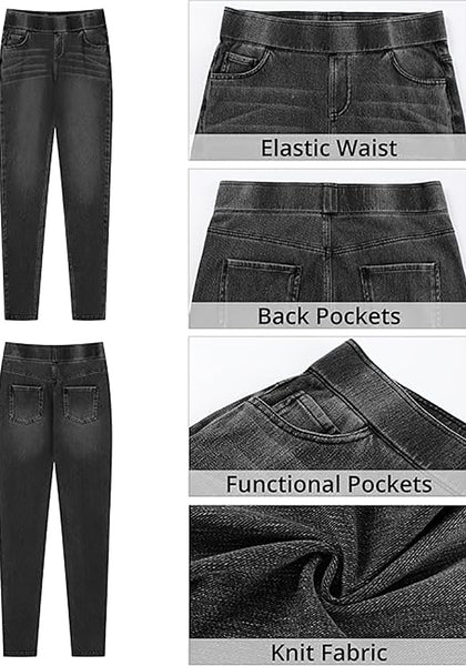 GRAPENT Skinny Jeans for Women Trendy High Waisted Pull On Elastic Waist Soft Stretchy Denim Pants Sweatpant Jeggings