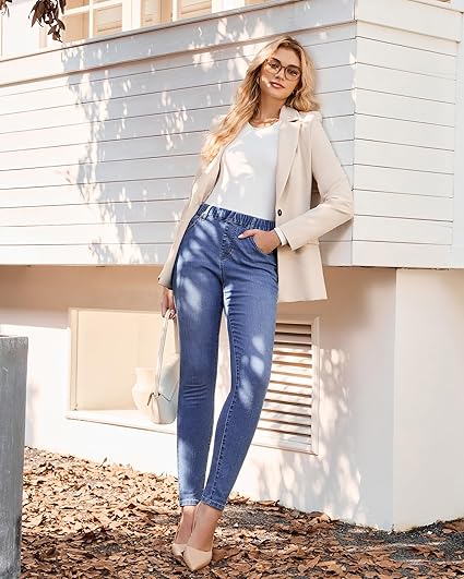 GRAPENT Skinny Jeans for Women High Waisted Trendy Pull On Elastic Waist Slim Jeggings Stretch Denim Pants Trouser Jeans