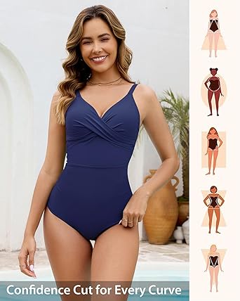 GRAPENT StrapCore One Piece Swimsuit Women Padded Twist Knot Bathing Suits Beach Modest Swimming Suits