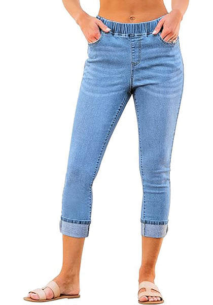 GRAPENT Pull On Jeans for Women High Waisted Skinny Capri Pants Trendy Stretch Denim Cropped Jeans Crop Jeggings Capris