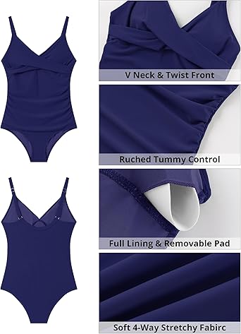 GRAPENT StrapCore One Piece Swimsuit Women Padded Twist Knot Bathing Suits Beach Modest Swimming Suits