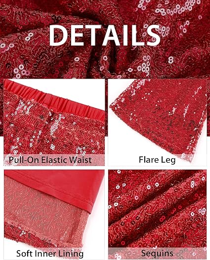 GRAPENT Sequin Pants for Women Flare High Waisted Pull On Elastic Waist Party Club Night Out Dance Stretch Sparkly Pants