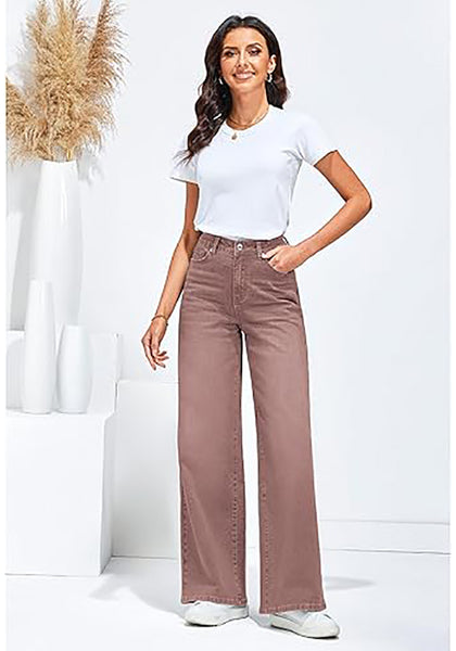 GRAPENT Wide Leg Jeans for Women Trendy High Waisted Stretchy Denim Pants 90s Baggy Jeans Trouser Jeans with Pockets