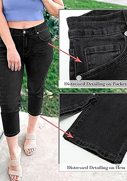 GRAPENT Capris Jeans for Women High Waisted Skinny Stretchy Denim Capri Pants Casual Cropped Jeggings Trousers