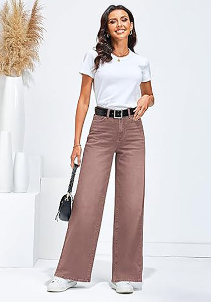 GRAPENT Wide Leg Jeans for Women Trendy High Waisted Stretchy Denim Pants 90s Baggy Jeans Trouser Jeans with Pockets