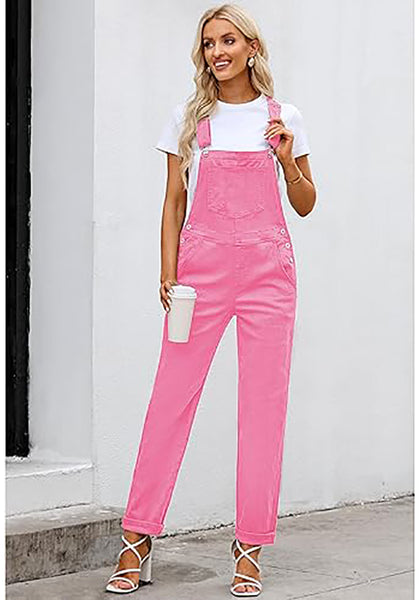 GRAPENT Overalls for Women Loose Fit Jean Denim Bib Jumpsuit Stretch Overall Pants