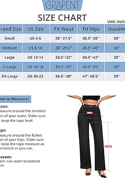 GRAPENT Jeans for Women High Waisted Straight Leg Jeans Stretchy Trendy Wide Leg Denim Pants Jean Trousers Patch Pockets