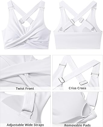 GRAPENT Bikini Tops for Women Twist Front Ruched Bathing Suit Adjustable Crisscross Back Cropped Tankini Swim Top Only