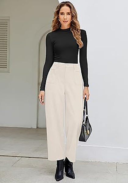 GRAPENT Barrel Pants for Women High Waisted Corduroy Elastic Waist Trendy Loose Casual Fall Trousers Pants with Pockets