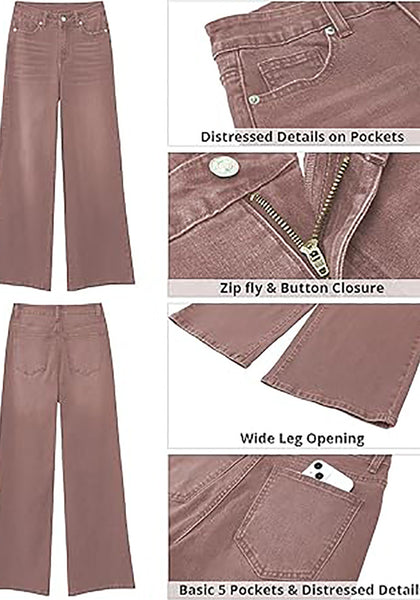 GRAPENT Wide Leg Jeans for Women Trendy High Waisted Stretchy Denim Pants 90s Baggy Jeans Trouser Jeans with Pockets