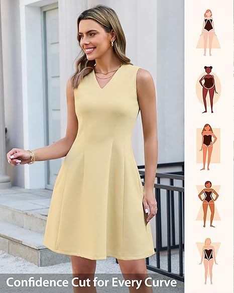 GRAPENT Summer Dresses for Women Elegant Classy Spring A Line Business Casual Work Graduation Cocktail Short Dress 2026