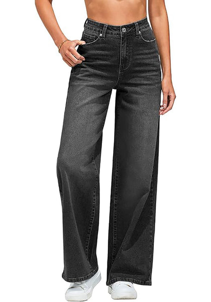 GRAPENT Wide Leg Jeans for Women Trendy High Waisted Stretchy Denim Pants 90s Baggy Jeans Trouser Jeans with Pockets