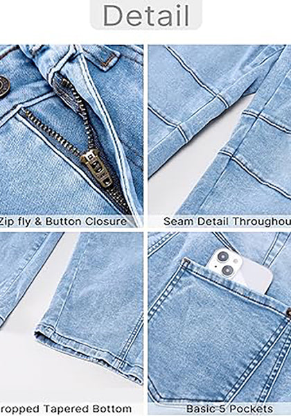 GRAPENT Barrel Jeans for Women Trendy High Waisted Wide Leg Baggy Cropped Relax Fit Stretch Denim Trouser Ankle Pants