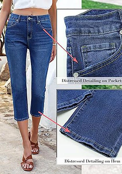 GRAPENT Capris Jeans for Women High Waisted Skinny Stretchy Denim Capri Pants Casual Cropped Jeggings Trousers