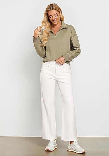 GRAPENT Straight Leg Jeans for Women High Waisted Trendy Ankle Length Forward Seams Stretchy Denim Pants Baggy Jeans