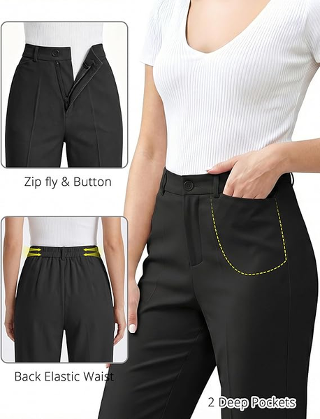 GRAPENT Womens Dress Pants Business Casual Ankle Straight Leg Trousers Elastic Waist Office Work Pants with Pockets