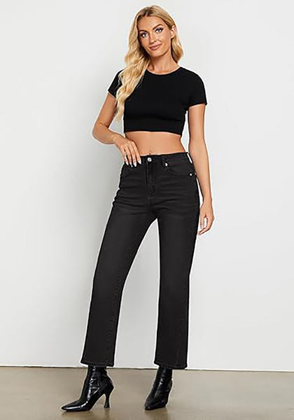 GRAPENT Straight Leg Jeans for Women High Waisted Trendy Ankle Length Forward Seams Stretchy Denim Pants Baggy Jeans