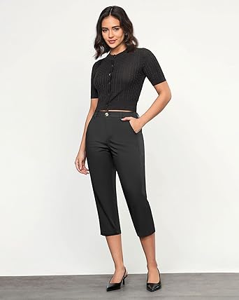 Grapent Women's Capri Straight Lounge Pants Outdoor Breathable Cotton Durable Regular Cropped Trousers