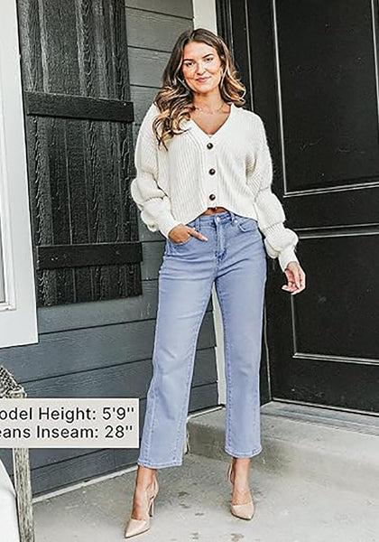 GRAPENT Straight Leg Jeans for Women High Waisted Trendy Ankle Length Forward Seams Stretchy Denim Pants Baggy Jeans