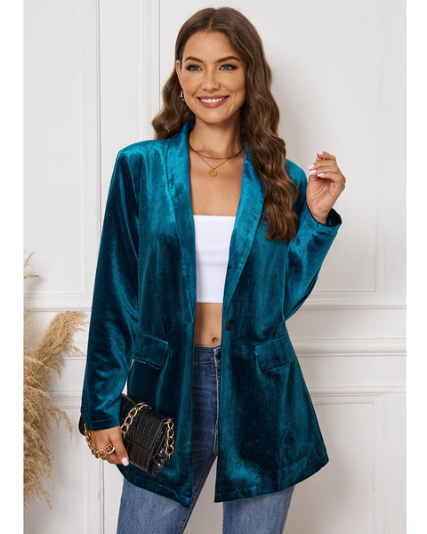 GRAPENT Velvet Blazers Jackets for Women Business Casual Oversized Long Suit Jacket Dressy Cardigan Blazer Work Office