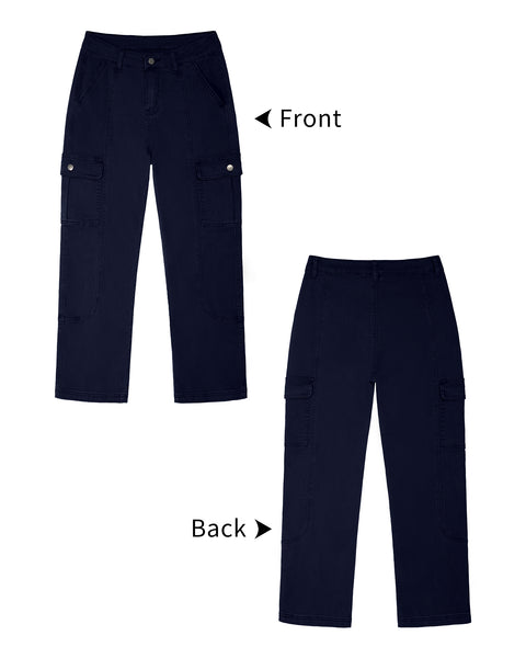 GRAPENT Womens Cargo Pants Casual High Waisted Baggy Stretch Straight Leg Trousers Western Outfit Y2K Pants with Pockets