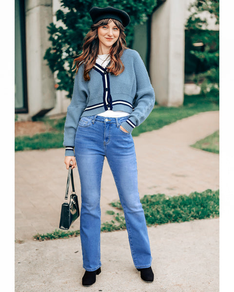 GRAPENT Bootcut Jeans for Women High Waist Stretchy Fleece Lined Pants Flare Jeans Denim Thermal Pants Winter Clothes