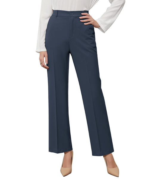 GRAPENT Pants for Women Work High Waisted Dress Pants Business Casual Relaxed Fit Straight Leg Elastic Waist Trousers
