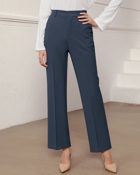 GRAPENT Pants for Women Work High Waisted Dress Pants Business Casual Relaxed Fit Straight Leg Elastic Waist Trousers