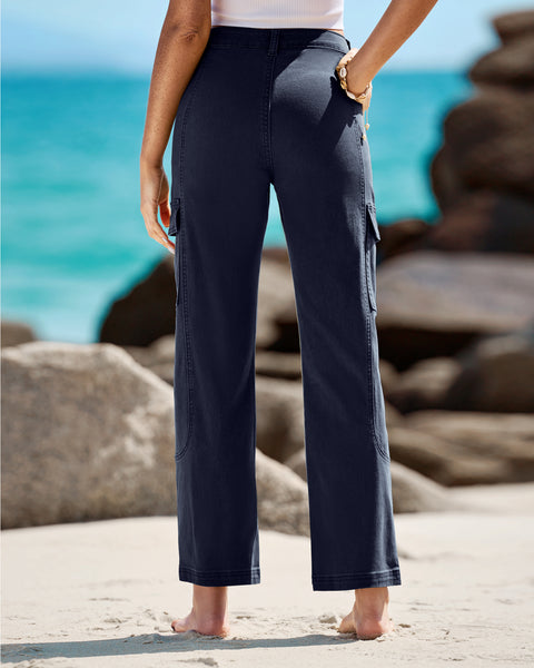 GRAPENT Womens Cargo Pants Casual High Waisted Baggy Stretch Straight Leg Trousers Western Outfit Y2K Pants with Pockets