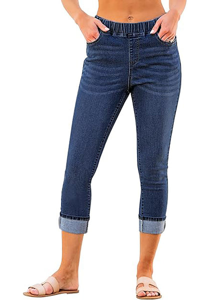 GRAPENT Pull On Jeans for Women High Waisted Skinny Capri Pants Trendy Stretch Denim Cropped Jeans Crop Jeggings Capris