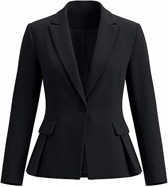 GRAPENT Womens Blazers Dressy Casual Tailored Fitted Peplum Work Office Suit Jacket Tailored Silhouette with Peplum Design, Long Sleeves, Built‑in Shoulder Pads, Great for Daily, Business Casual or Office Wear