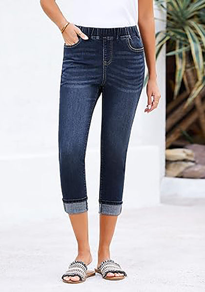 GRAPENT Pull On Jeans for Women High Waisted Skinny Capri Pants Trendy Stretch Denim Cropped Jeans Crop Jeggings Capris