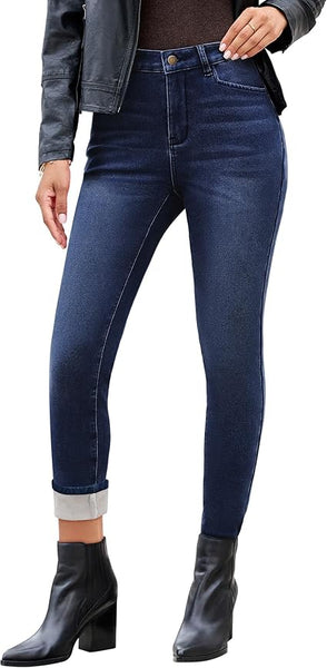 GRAPENT Fleece Lined Jeans for Women Trendy High Waisted Skinny Winter Stretchy Denim Pants Ankle Warm Thermal Jeggings