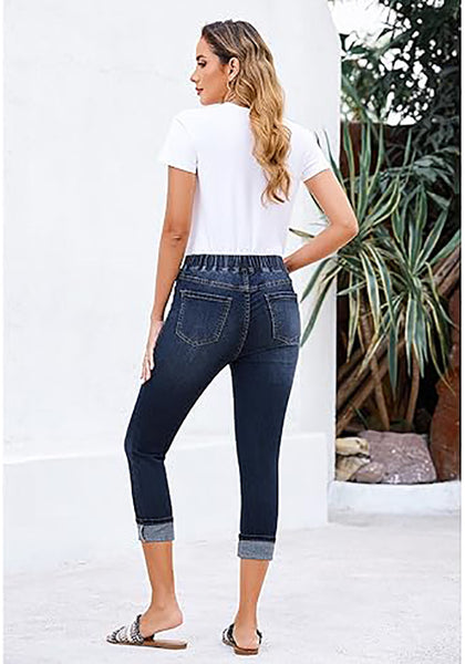 GRAPENT Pull On Jeans for Women High Waisted Skinny Capri Pants Trendy Stretch Denim Cropped Jeans Crop Jeggings Capris
