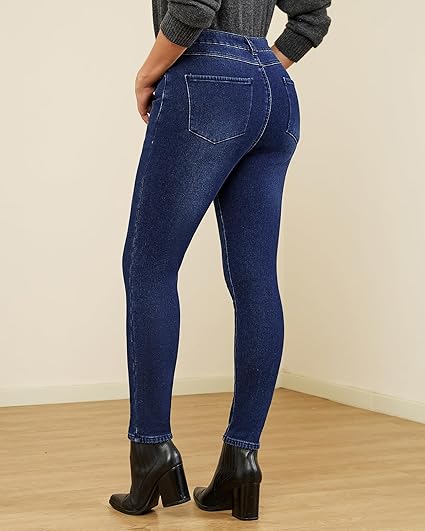 GRAPENT Fleece Lined Jeans for Women Trendy High Waisted Skinny Winter Stretchy Denim Pants Ankle Warm Thermal Jeggings