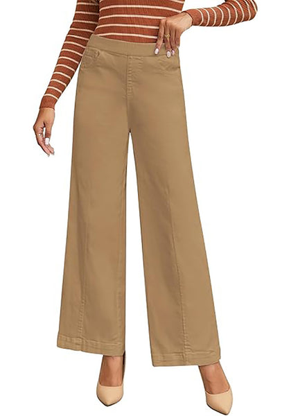 GRAPENT Pull On Womens Jeans Baggy Stretchy High Waisted Denim Wide Leg Trouser Pants Trendy Front Seam 90s Loose Jean