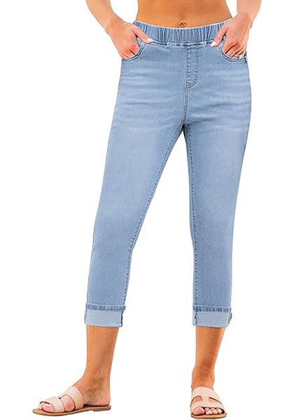 GRAPENT Pull On Jeans for Women High Waisted Skinny Capri Pants Trendy Stretch Denim Cropped Jeans Crop Jeggings Capris