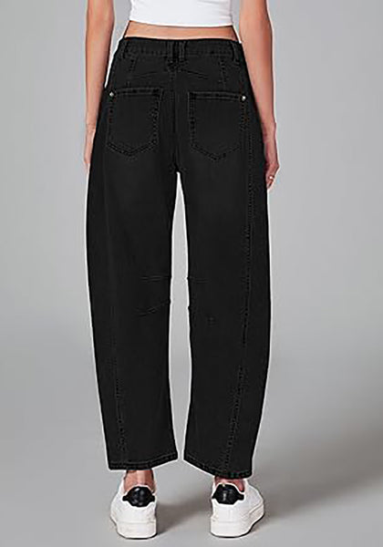 GRAPENT Barrel Jeans for Women Trendy High Waisted Wide Leg Baggy Cropped Relax Fit Stretch Denim Trouser Ankle Pants