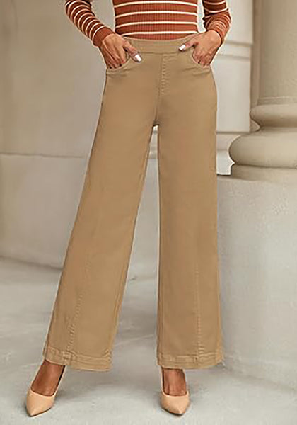 GRAPENT Pull On Womens Jeans Baggy Stretchy High Waisted Denim Wide Leg Trouser Pants Trendy Front Seam 90s Loose Jean