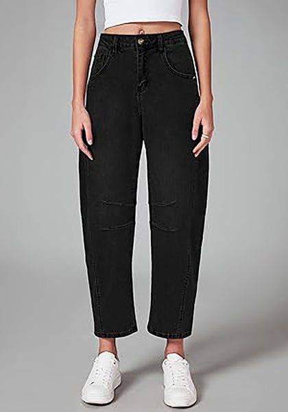 GRAPENT Barrel Jeans for Women Trendy High Waisted Wide Leg Baggy Cropped Relax Fit Stretch Denim Trouser Ankle Pants