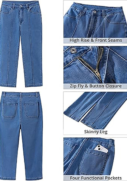 GRAPENT Women's Sculpting Denim Capri Skinny Jean Slim Stretch